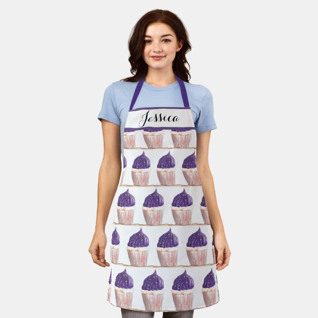 Tablier Cupcake Purple Food Dessert Gâteaux Baker Cute Adu (Porté)