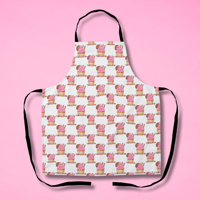 Tablier Cupcake Rose Aquarelle Avec Motif Chocolat (Créateur téléchargé)
