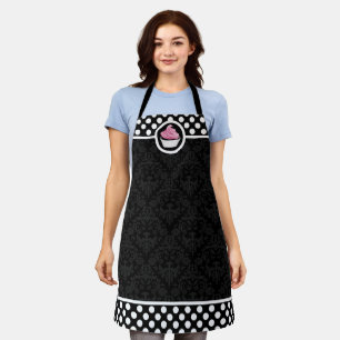 Tablier Cupcake rose Whimsical Damask Polka Point