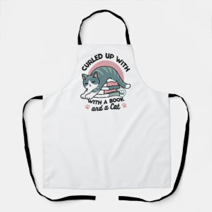 Tablier Curieux avec un livre et un chat - Lecture confort