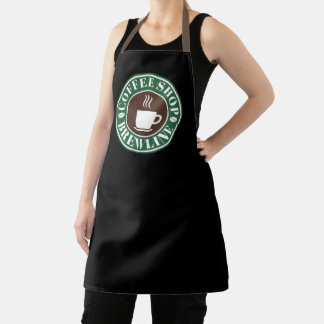 Tablier Custom Coffee Shop Apron Modern Café Green Design
