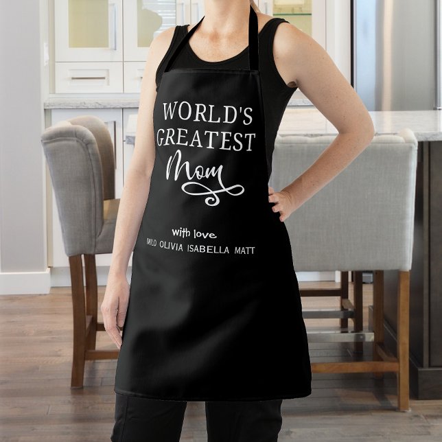 Tablier Custom Gift World's Greatest Mom, noir et blanc, (Créateur téléchargé)