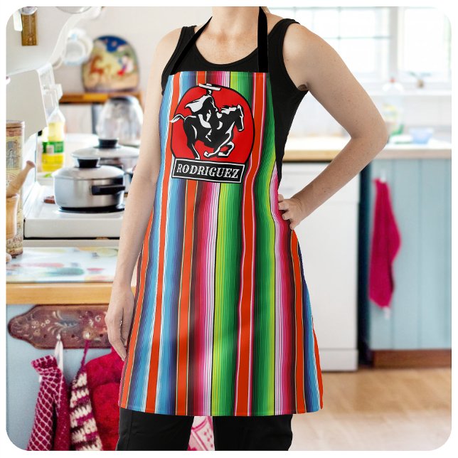 Tablier CUSTOM NAME Charro Horse Spanish Mexican Serape (Créateur téléchargé)