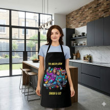 Custom Name Mother Son Skater Black Graffiti Apron