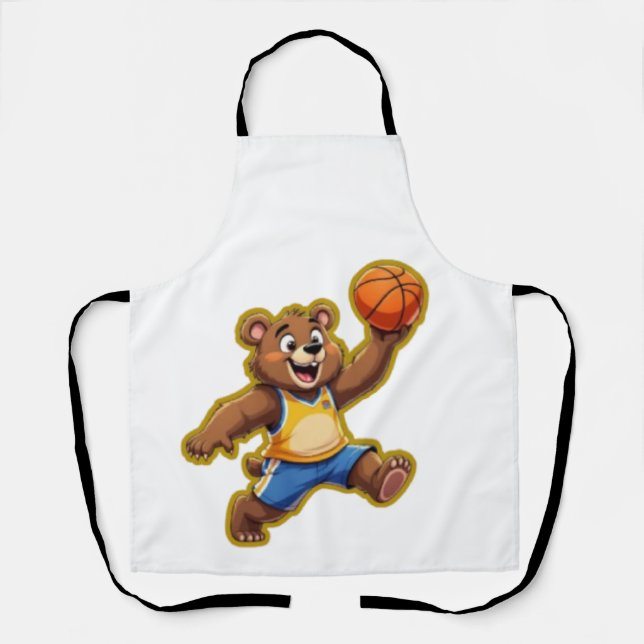 Tablier Cute 3D Teddy Bear Playing Basketball – Adorable S (Recto)