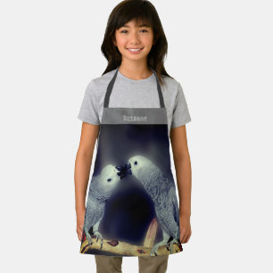 Tablier Cute African Grey Parrots Embrasser Personnalisé