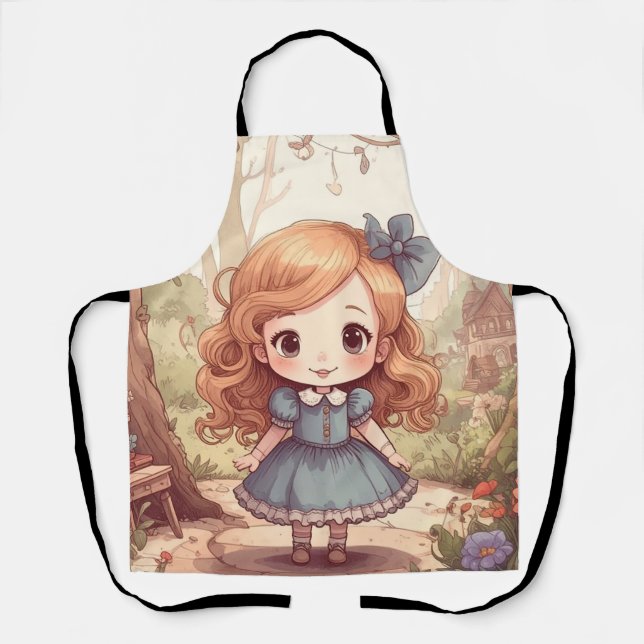Tablier Cute Alice in Wonderland Whimsical Woodland Art (Recto)