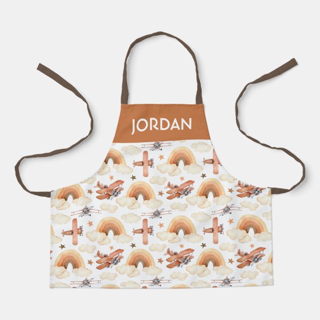 Tablier Cute aquarelle Rainbow Motif d'avion (Recto)