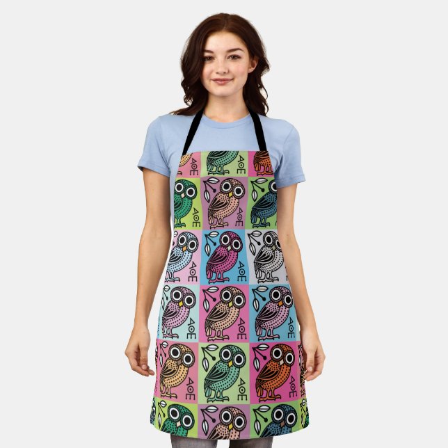 Tablier Cute Athenian Owl Pop Art (Porté)