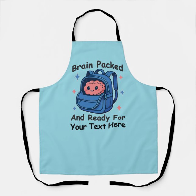 Tablier Cute Back-to-School Customizable “Brain Ready" (Recto)