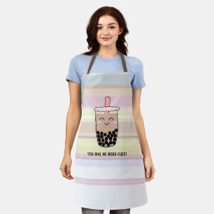 Tablier Cute Boba Milk Tea Pun Tout-En-Tout Imprimer Tabli
