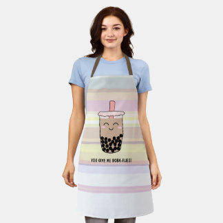 Tablier Cute Boba Milk Tea Pun Tout-En-Tout Imprimer Tabli