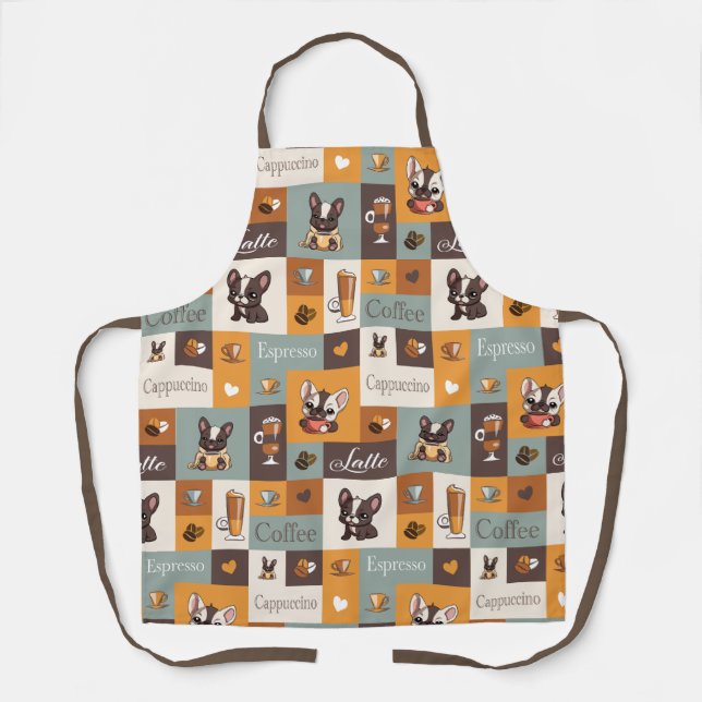 Tablier Cute Bulldog Coffee Love (Recto)