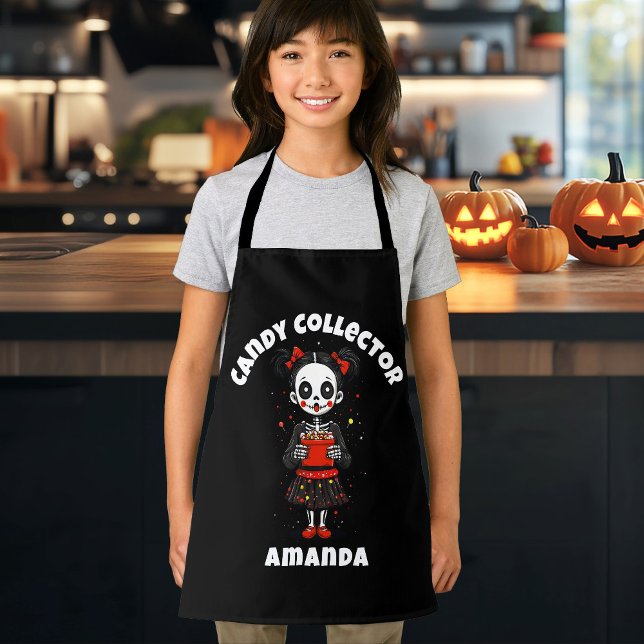 Tablier Cute Candy Collector Squelette Enfants Halloween (Cute Candy Collector Skeleton Girls Halloween Apron)