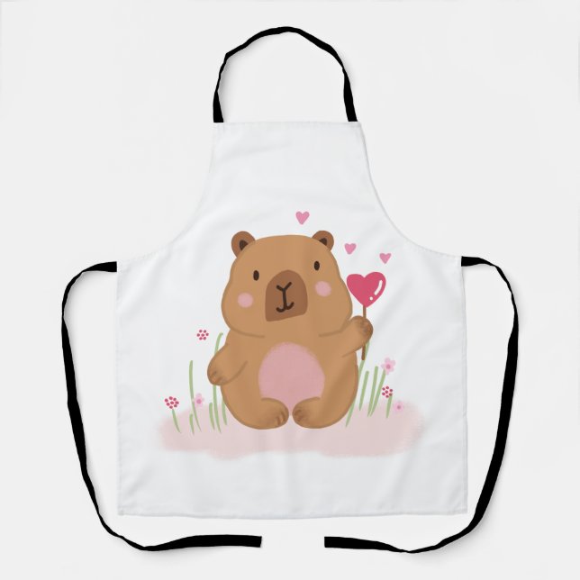 Tablier Cute Capybara Valentine Anniversary Kitchen Gift (Recto)