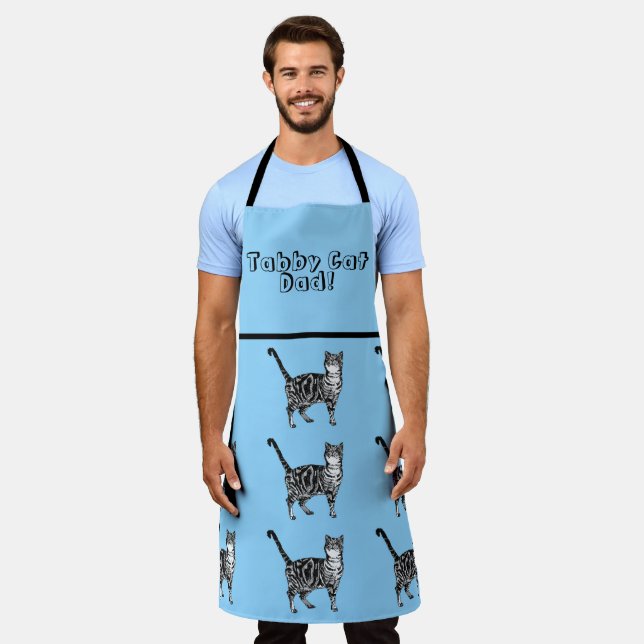 Tablier Cute Cat Tabby Motif Blue Cats Mans Cuisine (Porté)