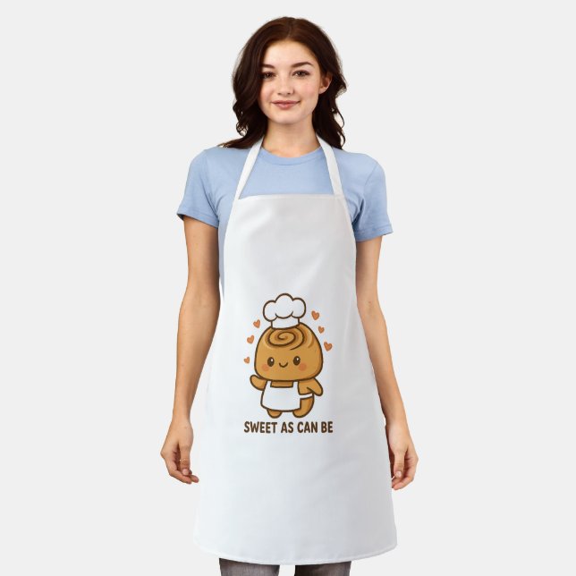 Tablier "Cute Cinnamon Roll Chef - Kawaii Baking Design (Porté)