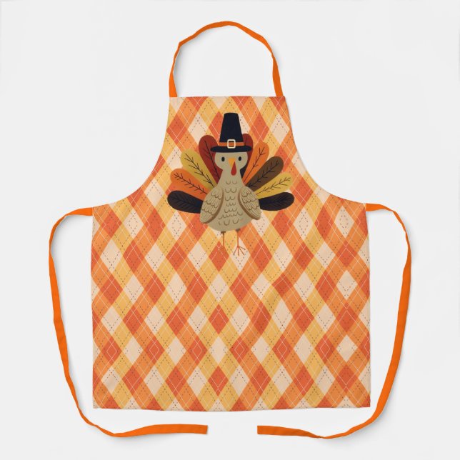 Tablier Cute, classique/vintage Thanksgiving Turquie (Recto)