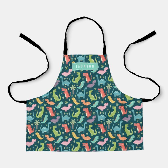 Tablier Cute & Coloré Dinosaure Motif Enfants (Recto)