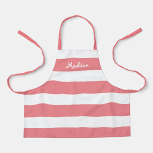 Tablier Cute Coral Rose Blanc Stripes Enfants Personnalis
