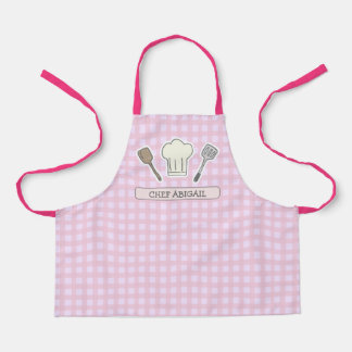 Tablier Cute Cuisine Chef Personnalisé En vichy Rose