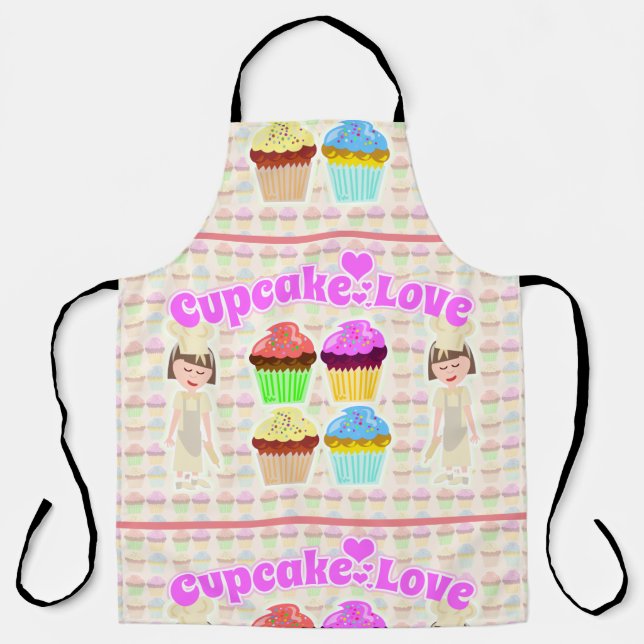 Tablier Cute Cupcake Love Chef Cartoon Art Fun (Recto)