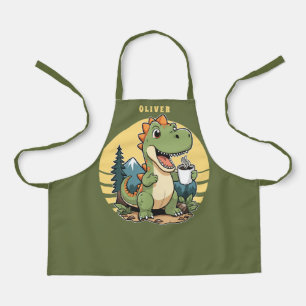 Tablier Cute Dinosaur Extérieur Chef Personnalisé Nom Camp