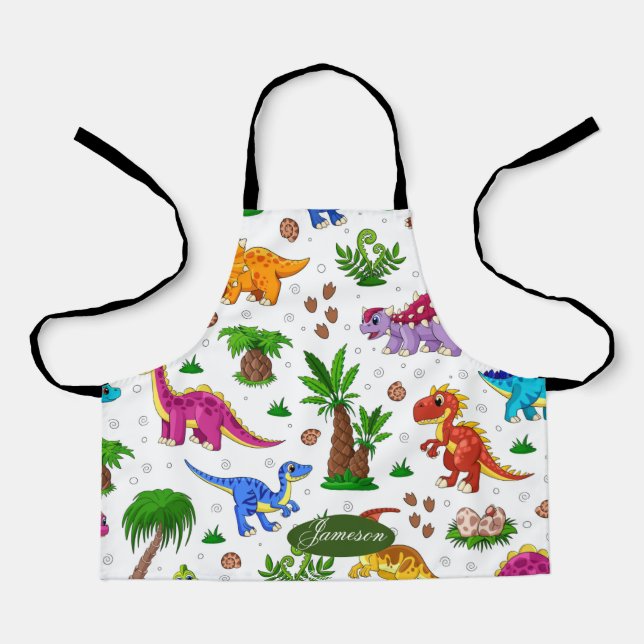 Tablier Cute Enfants Chef Coloré Cuisine Dinosaure (Recto)