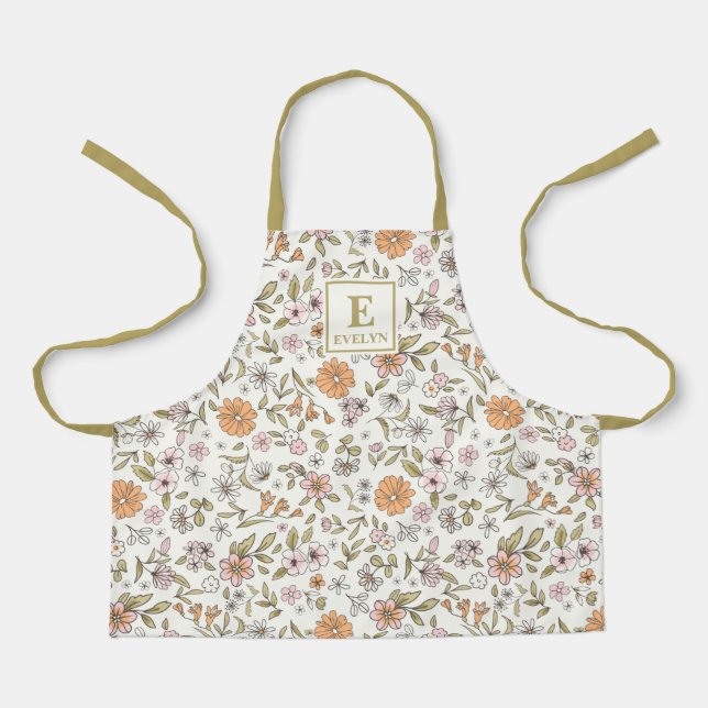 Tablier Cute Floral Girls Apron with wildflowers (Recto)