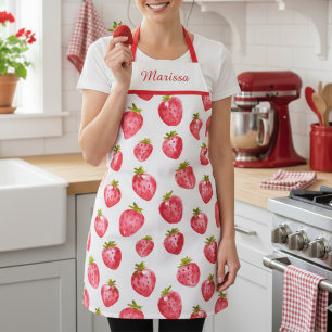 Tablier Cute fraise Nom personnalisé Apron