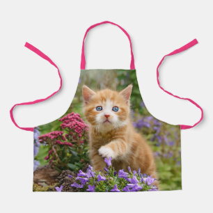 Tablier Cute Ginger Chat Kitten dans un jardin Photo Portr