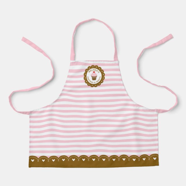 Tablier Cute Girl Rose rayé Cupcake Baking (Recto)