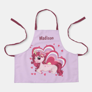 Tablier Cute Girly Unicorn Kids Nom personnalisé