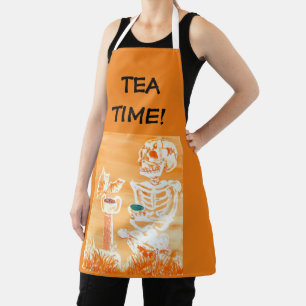 Tablier Cute Halloween Squelette-Bat Thé Kitchen Apron