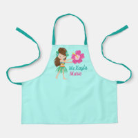 Cute Hula Dancer Hawaiian Girl Monogramme Turquois