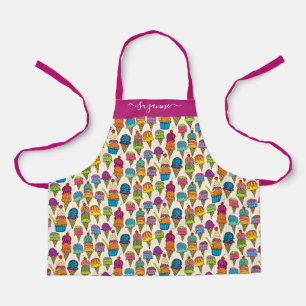 Tablier Cute Ice Cream Cones White Dessert Nom du Motif