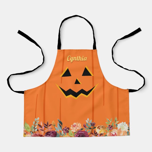 Tablier Cute Jack O'Lantern Citrouille Floral Enfants (Recto)