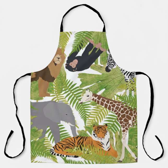Tablier Cute Jungle Animaux Safari Garçon | Fille (Recto)