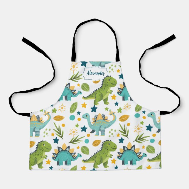 Tablier Cute Jurassic T Rex Nom des enfants Dinosaur (Recto)