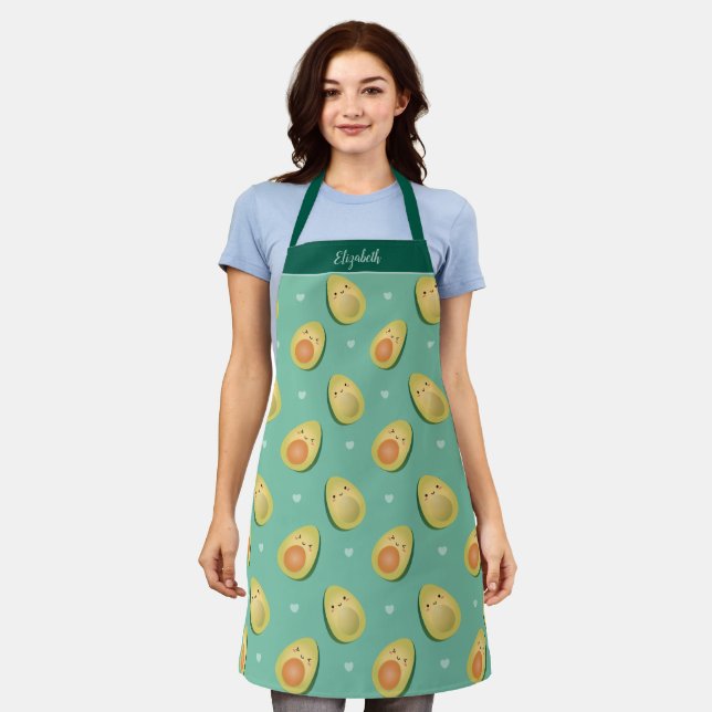 Tablier Cute Kawaii Avocados Évitons le Motif (Porté)