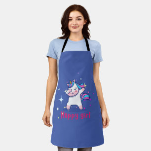 Tablier Cute Kawaii Colorful Rainbow Unicorn Happy Girl