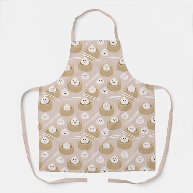 Tablier Cute Kawaii Dumplings Baguettes en vapeur (Recto)
