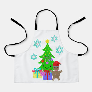 Tablier Cute Kawaii Face Arbre de Noël Scène, ZSSD