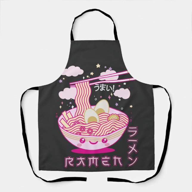 Tablier Cute Kawaii Ramen Anime nouilles Ramen Filles, Ado (Recto)