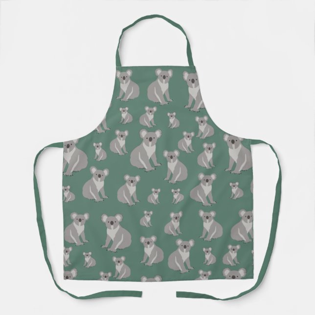 Tablier Cute Koala Eucalyptus Motif vert (Recto)