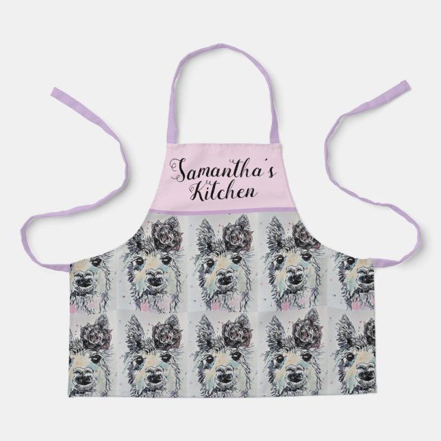 Tablier Cute Llama Aquarelle Peinture Animal Girls Apron (Recto)