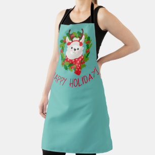 Tablier Cute Llama couronne de Noël