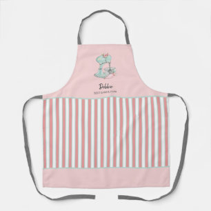 Tablier Cute mélangeur de gâteau rose et blanc rayures b