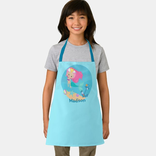 Tablier Cute Mermaid Girl Personnalisée Enfants Plage (Insitu)