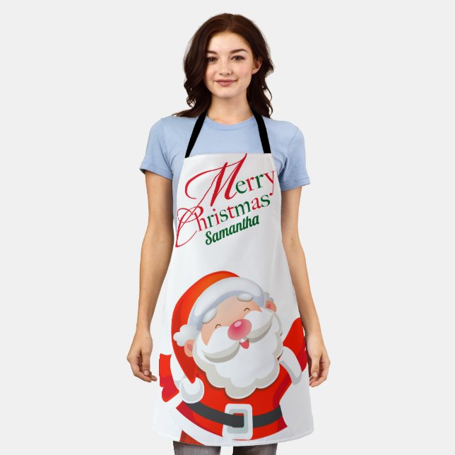 Tablier Cute Modern Santa Cartoon Merry Christmas (Porté)